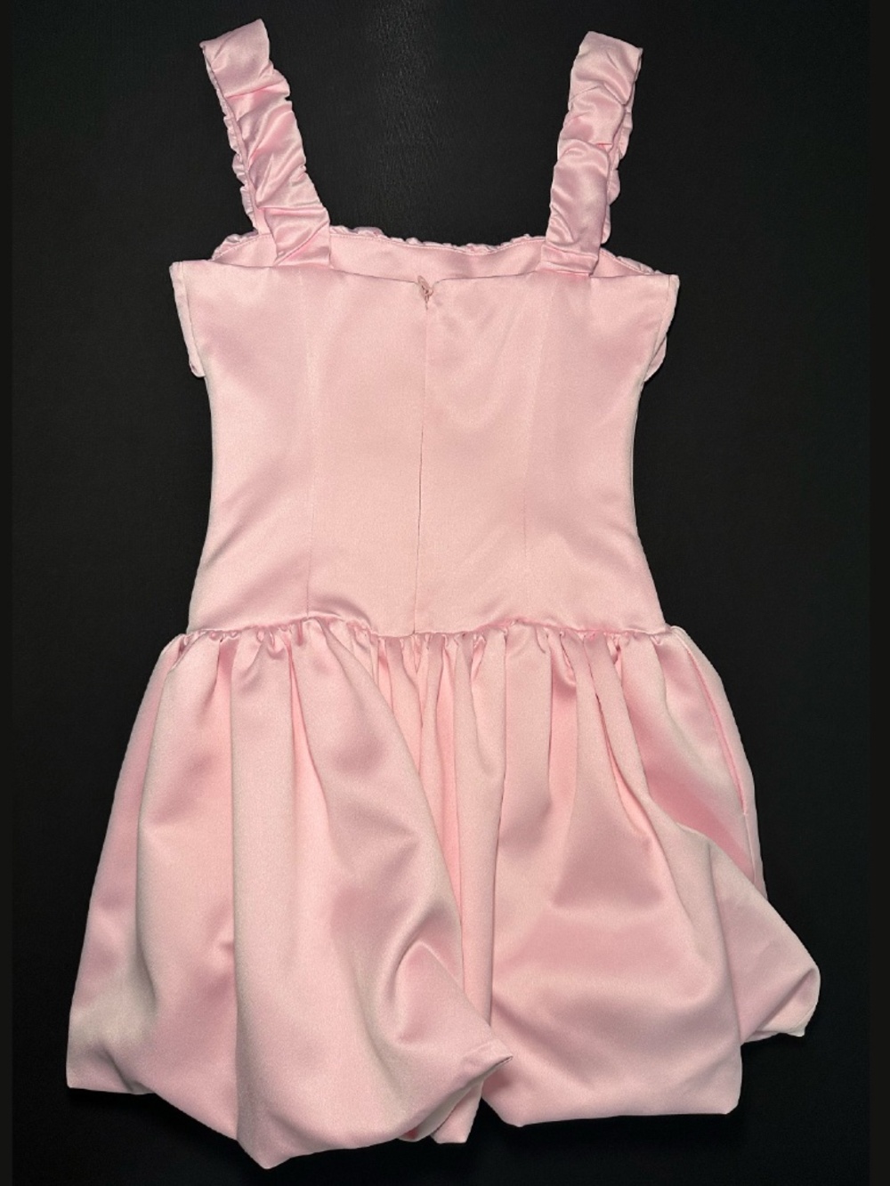 Miss Circle Aubrey Pink Satin Bubble Hem Mini Dress - Picture 8 of 13